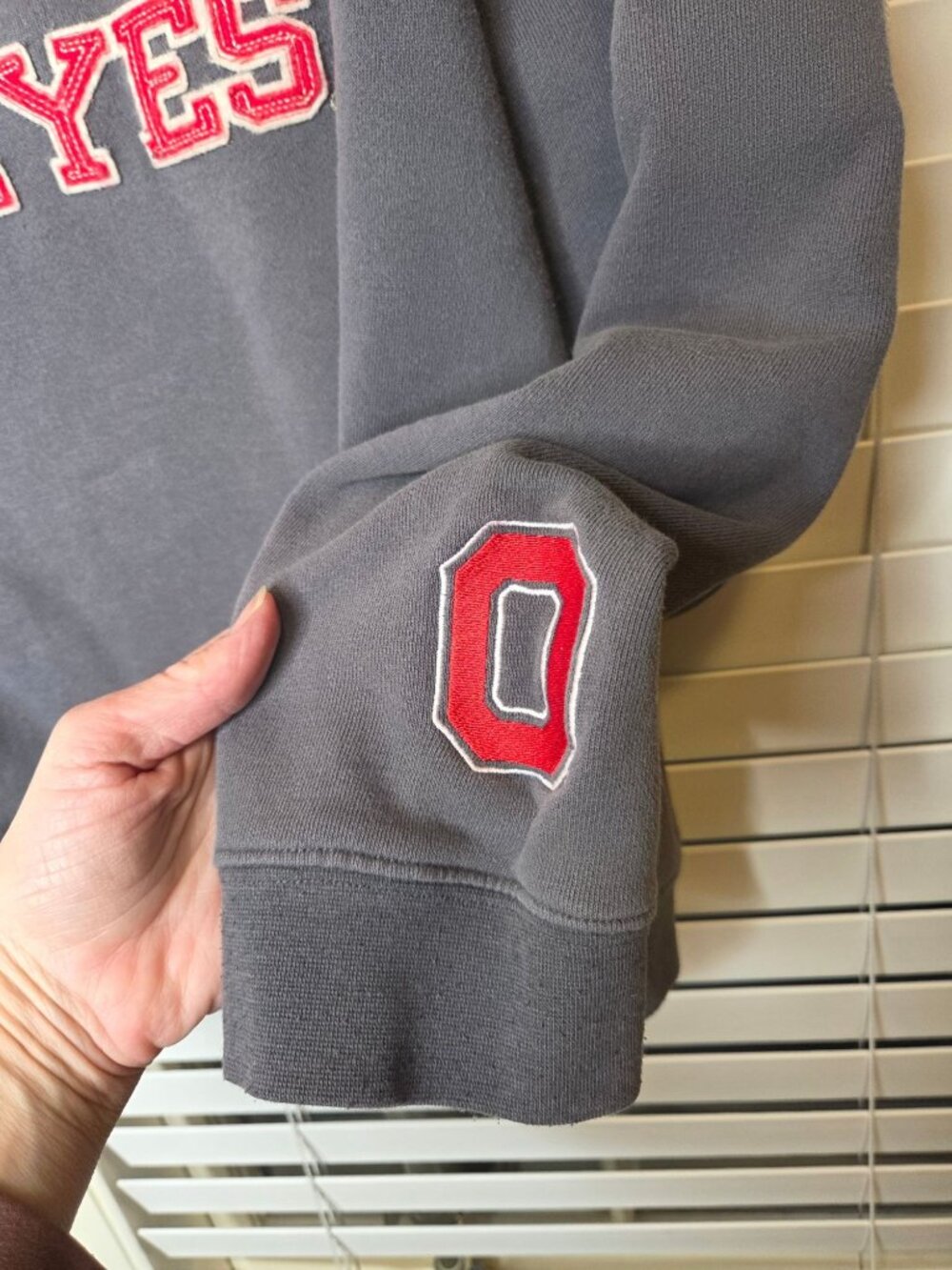 Womens Ohio State Varsity Buckeyes Gray Crewneck Sweatshirt XL Lettered Applique - Picture 4 of 7